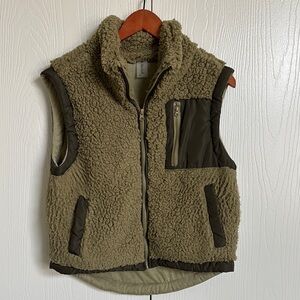 Faux Shearling Olive Green Vest